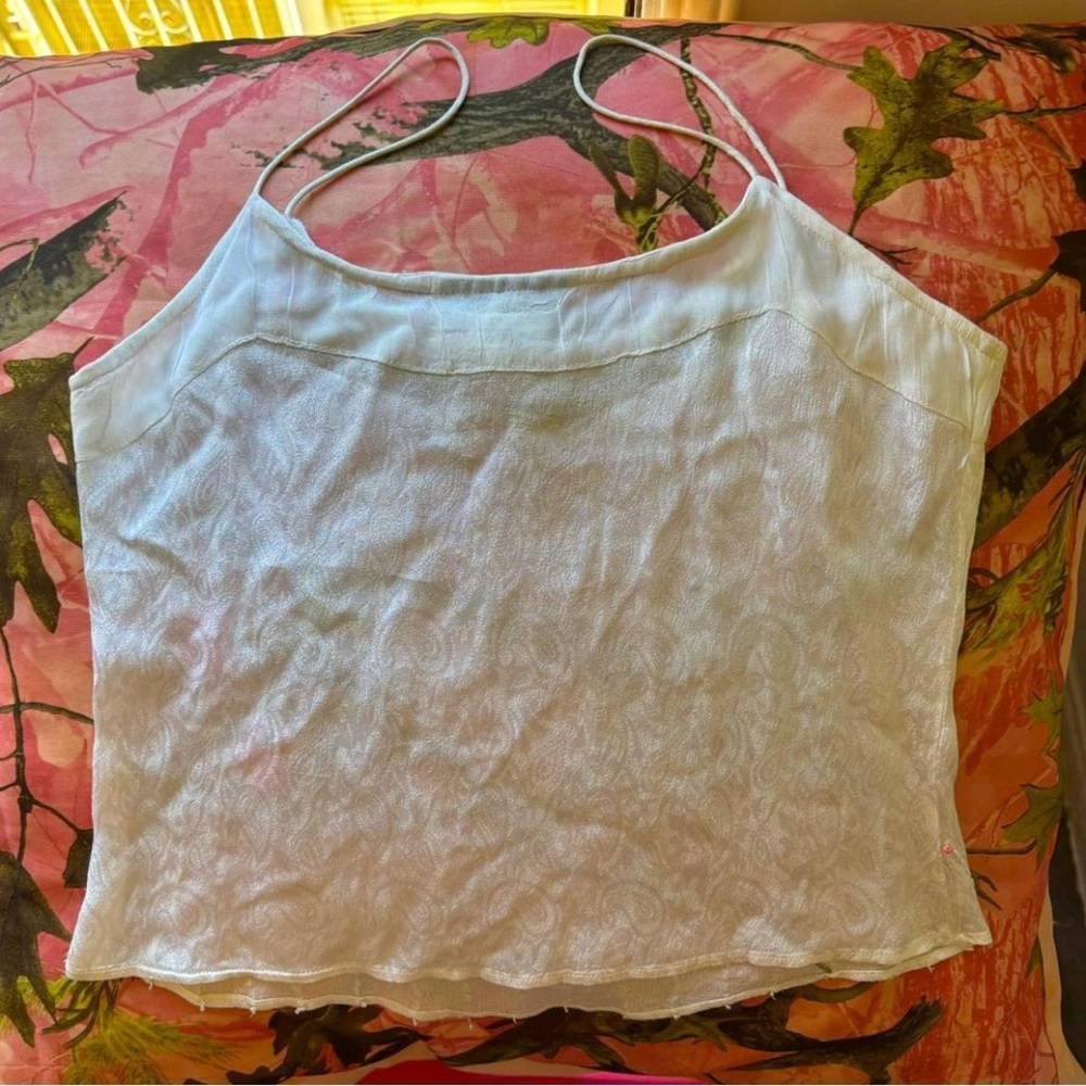 true vintage papillon beaded hand stitched floral tulip silk y2k camisole - Picture 7 of 8